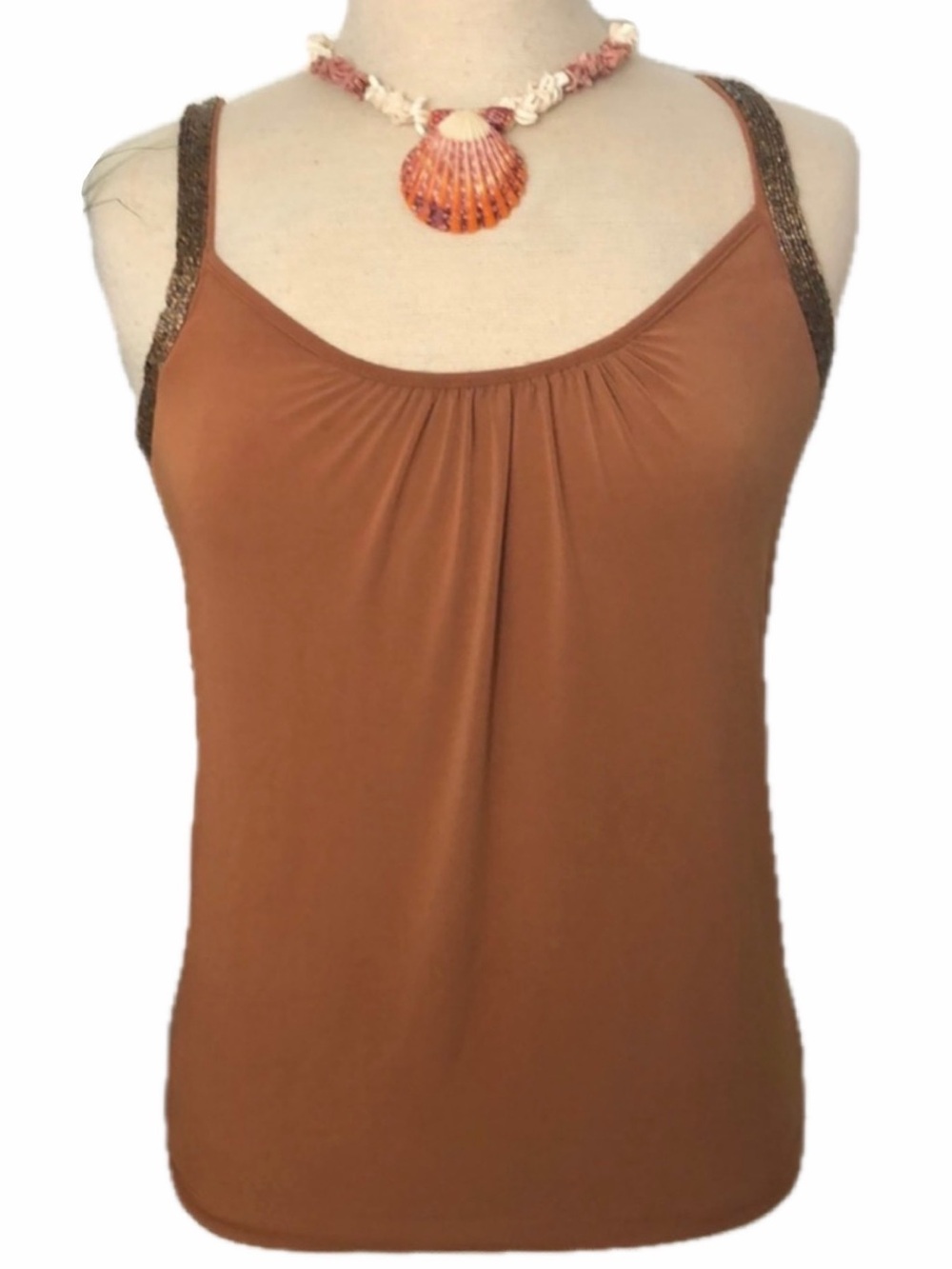 Y2K New York & Co Amber Stretch Knit Embellished Beaded Straps Tank Top Sz XS - Picture 1 of 11